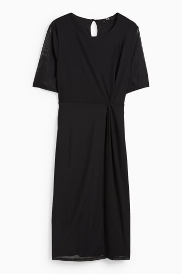 Kobiety - Podkreślająca figurę sukienka z supełkiem - czarny