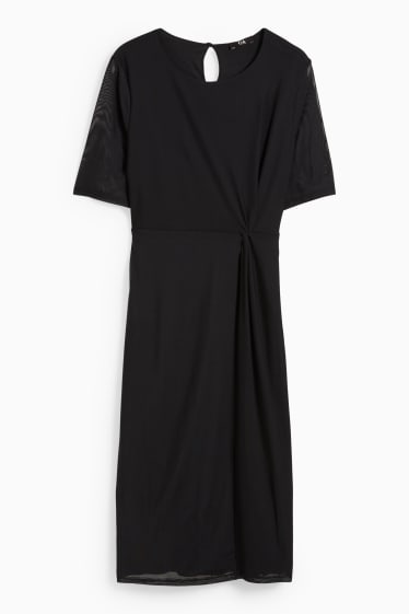 Damen - Figurbetontes Kleid mit Knotendetail - schwarz