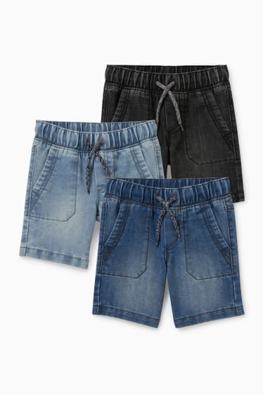 Children - Multipack of 3 - denim Bermuda shorts - denim-light blue