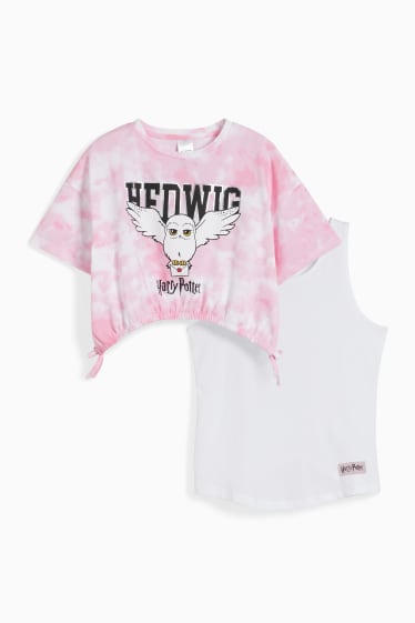 Kinder Mädchen - Harry Potter - Set - Kurzarmshirt und Top - 2 teilig - rosa