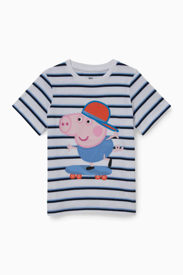 Kinder - Peppa Wutz - Kurzarmshirt - gestreift - weiß