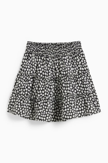 Teens & young adults - CLOCKHOUSE - mini skirt - floral - black / white