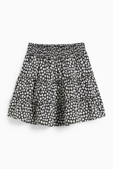 Femmes - CLOCKHOUSE - mini-jupe - à fleurs - noir / blanc