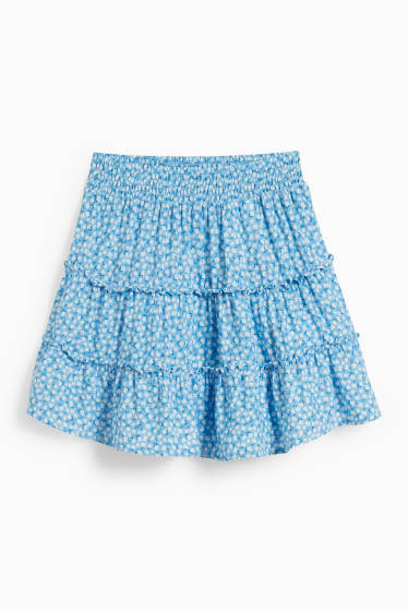 Femmes - CLOCKHOUSE - mini-jupe - à fleurs - bleu clair