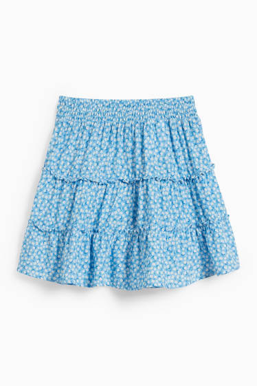 Femmes - CLOCKHOUSE - mini-jupe - à fleurs - bleu clair