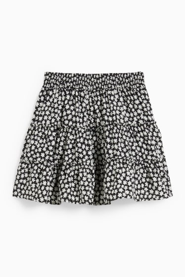 Teens & young adults - CLOCKHOUSE - mini skirt - floral - black / white