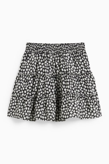 Femmes - CLOCKHOUSE - mini-jupe - à fleurs - noir / blanc