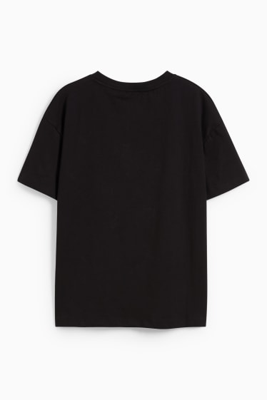 Damen - T-Shirt mit Ketten-Applikation - schwarz