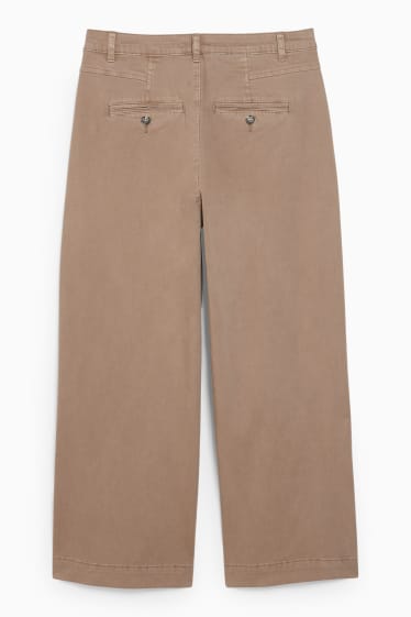 Femei - Pantaloni culotte - talie înaltă - wide leg - maro deschis