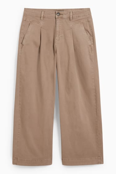 Femei - Pantaloni culotte - talie înaltă - wide leg - maro deschis