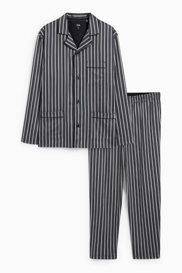 Heren - Pyjama - gestreept - zwart / wit