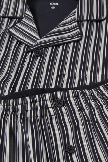Heren - Pyjama - gestreept - zwart / wit