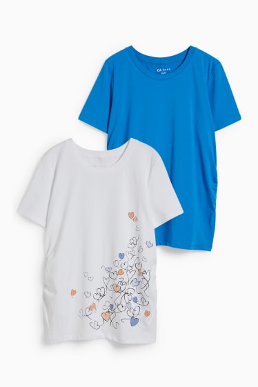 Dames - Set van 2 - zwangerschaps-T-shirt - blauw