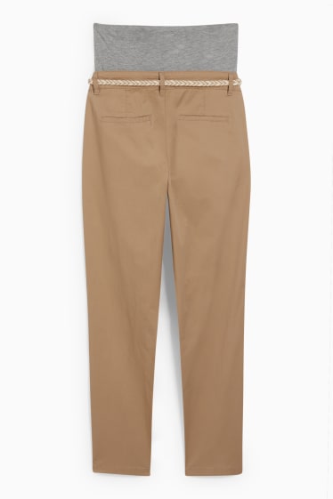 Femmes - Chino de grossesse avec ceinture - coupe slim - beige