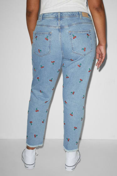 Dospívající a mladí - CLOCKHOUSE - slim jeans - high waist - se vzorem - džíny - světle modré