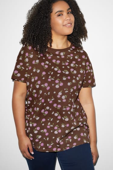 Mujer - CLOCKHOUSE - camiseta - de flores - marrón