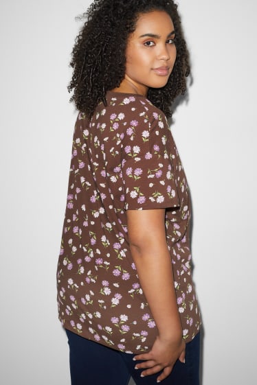 Mujer - CLOCKHOUSE - camiseta - de flores - marrón