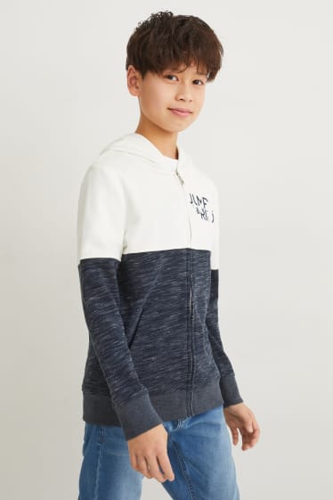 Kinderen - Sweatvest met capuchon - wit / grijs