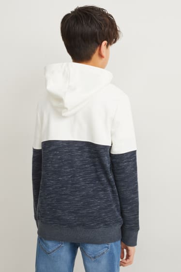 Enfants - Sweat zippé en finition molleton avec capuche - blanc / gris