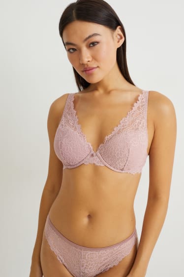 Women - Underwire bra - DEMI - padded - dark rose