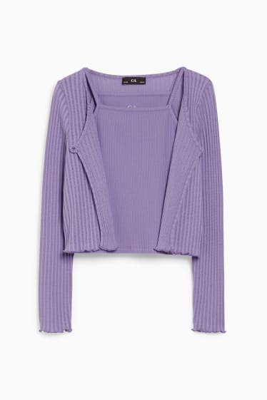 Bambine - Set - cardigan e top - 2 pezzi - viola chiaro