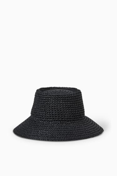 Women - Straw hat - black