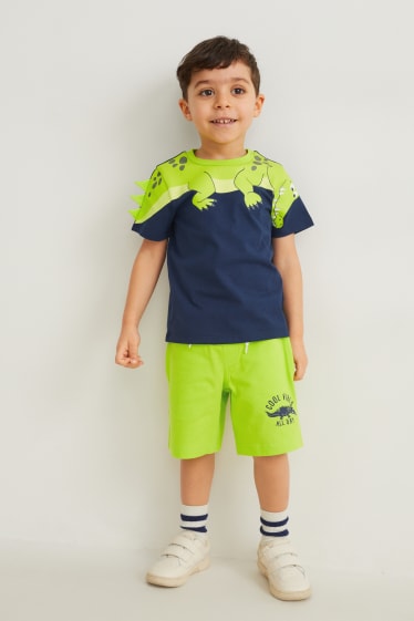 Enfants - Ensemble - T-shirt et short en molleton - 2 pièces - vert / bleu foncé