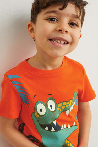 Kinderen - Set - T-shirt, korte broek en sleutelhanger - 3-delig - oranje