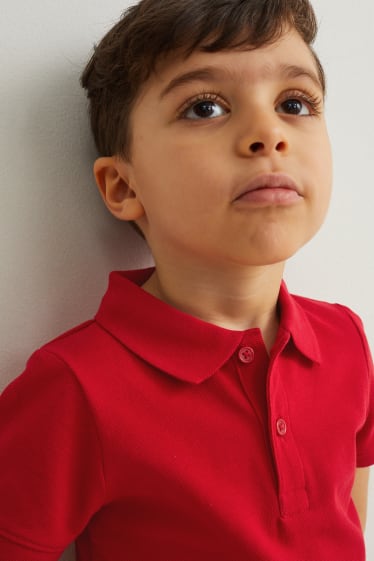 Kinderen - Set van 3 - poloshirt - rood / blauw