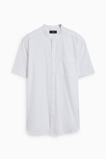 Men - Shirt - regular fit - band collar - white