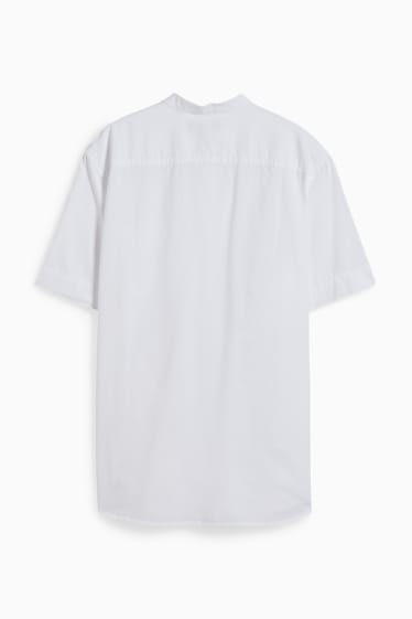 Men - Shirt - regular fit - band collar - white