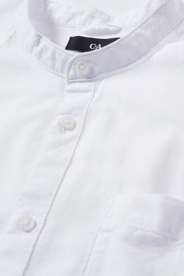 Men - Shirt - regular fit - band collar - white