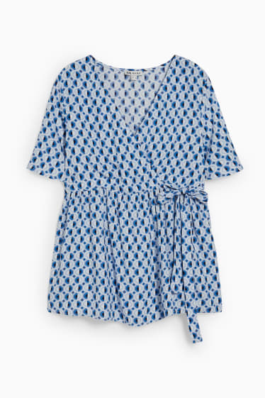 Women - Nursing blouse - patterned - blue / creme