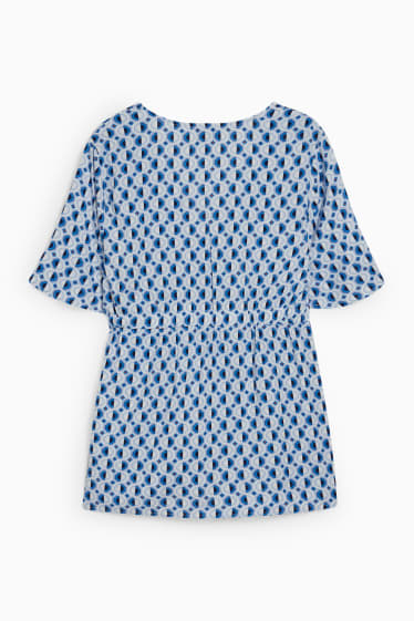 Damen - Still-Bluse - gemustert - blau  / cremefarben