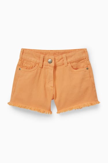 Dětské - Džínové šortky - oranžová