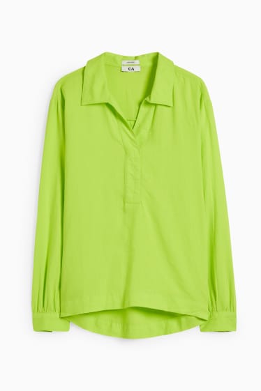 Dames - Blouse - linnenmix - lichtgroen