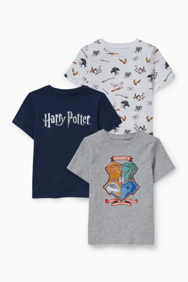 Kinder - Multipack 3er - Harry Potter - Kurzarmshirt - hellgrau-melange