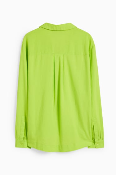 Dames - Blouse - linnenmix - lichtgroen