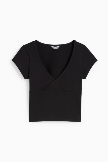 Dames - CLOCKHOUSE - kort T-shirt - zwart