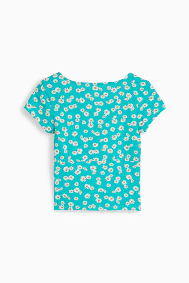 Dames - CLOCKHOUSE - kort T-shirt - gebloemd - groen