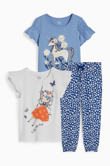 Enfants - Ensemble - deux T-shirts et un pantalon - 3 pièces - blanc crème