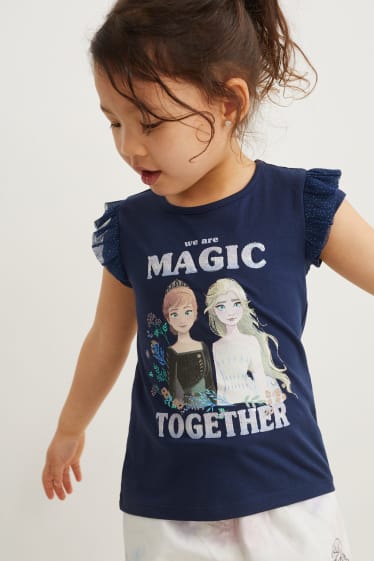 Children Girls - Frozen - short sleeve T-shirt - dark blue