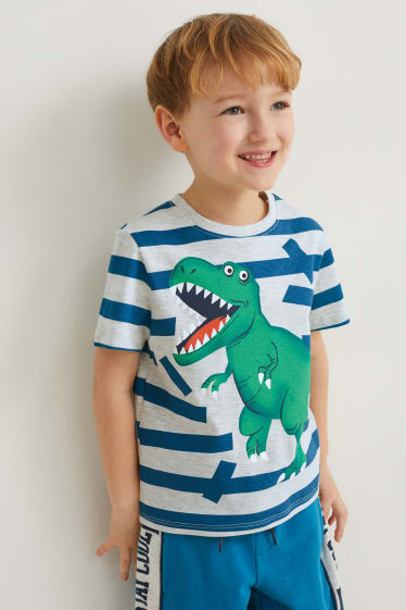 Enfants garçons - Lot de 2 - T-shirts tracteurs et dinosaure - blanc