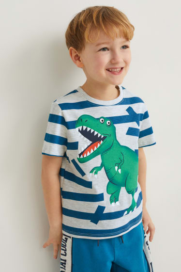 Enfants - Lot de 2 - T-shirts tracteurs et dinosaure - blanc