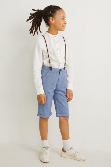 Kinder Jungen - Bermudas mit Hosenträgern - LYCRA® - hellblau