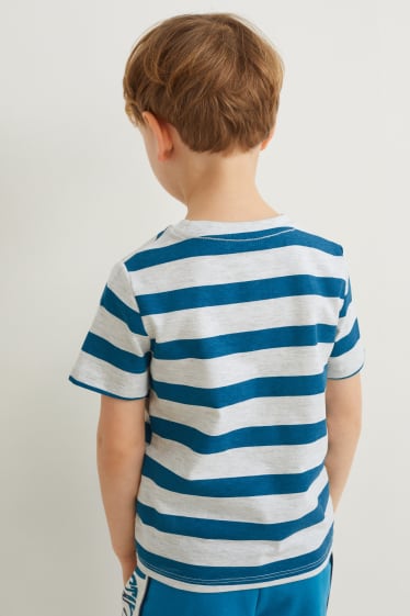 Enfants garçons - Lot de 2 - T-shirts tracteurs et dinosaure - blanc