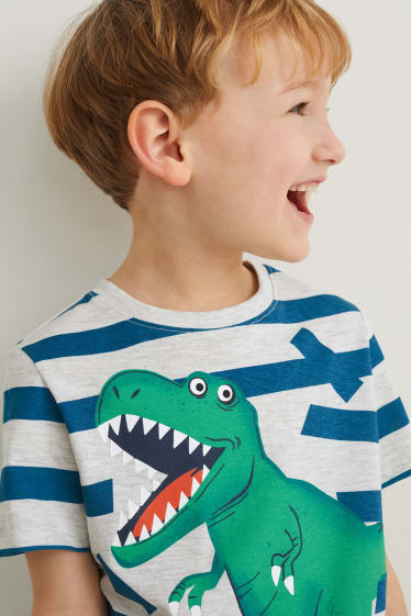 Enfants garçons - Lot de 2 - T-shirts tracteurs et dinosaure - blanc