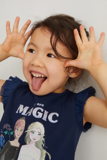 Children Girls - Frozen - short sleeve T-shirt - dark blue