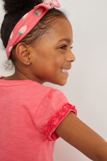 Kinderen: meisjes - Set - T-shirt en haarbandje - 2-delig - fuchsiarood