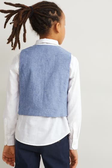 Enfants - Ensemble - chemise, gilet sans manches et nœud papillon - LYCRA® - 3 pièces - bleu
